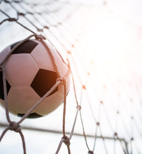 Soccer into goal success concept