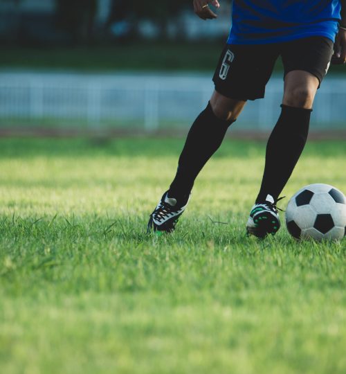 Soccer player action on the stadium